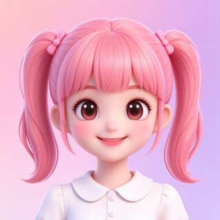 bubbly AI 甜妹人设洛洛粉发双马尾头像